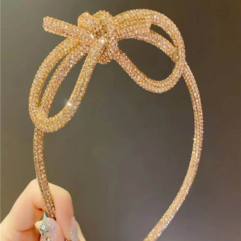 Set of 2: Sparkly Headbands Gold Bow & Black Pearls - NEW